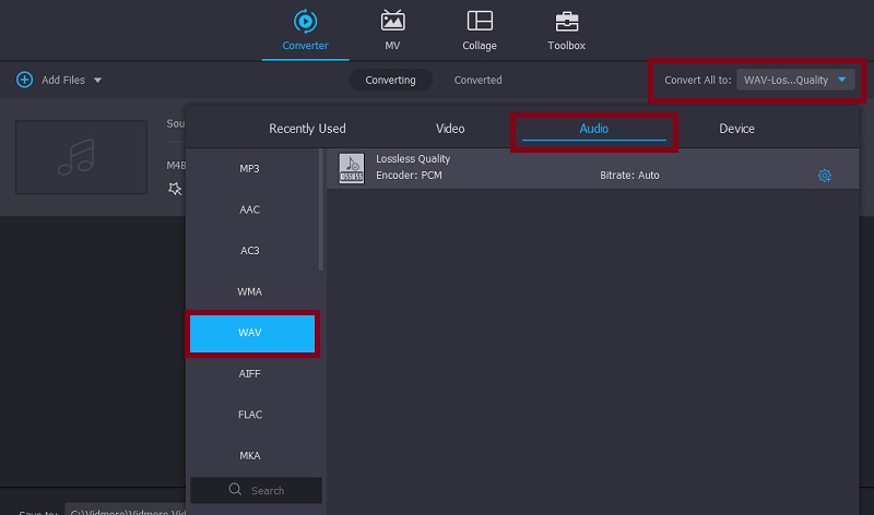 Vidmore VC Pilih Format