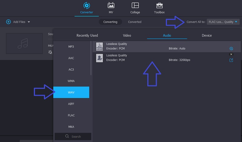 Vidmore VC Pilih Format Output