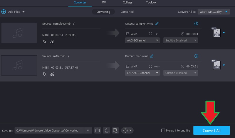 Vidmore VC Start Conversion Process