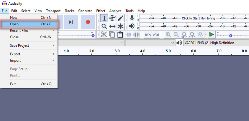 Audacity Agregar archivo de audio