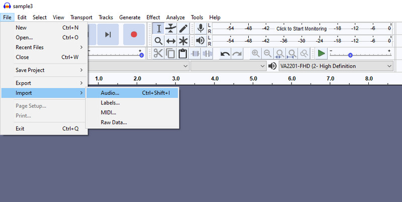 Audacity Importuj plik MP2