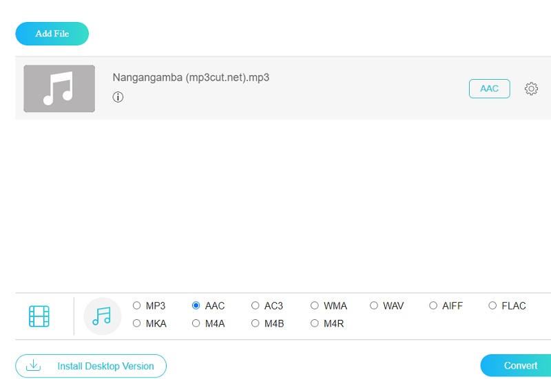 เลือก AAC ออนไลน์ Vidmore