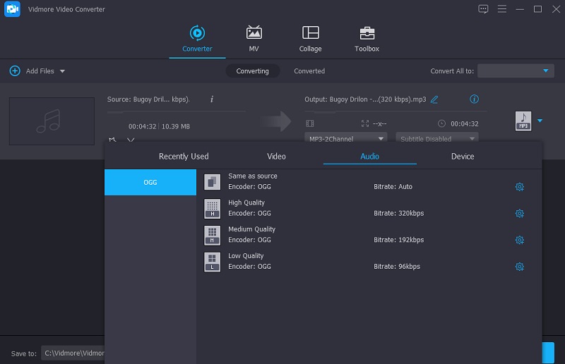 اختر تنسيق Vidmore