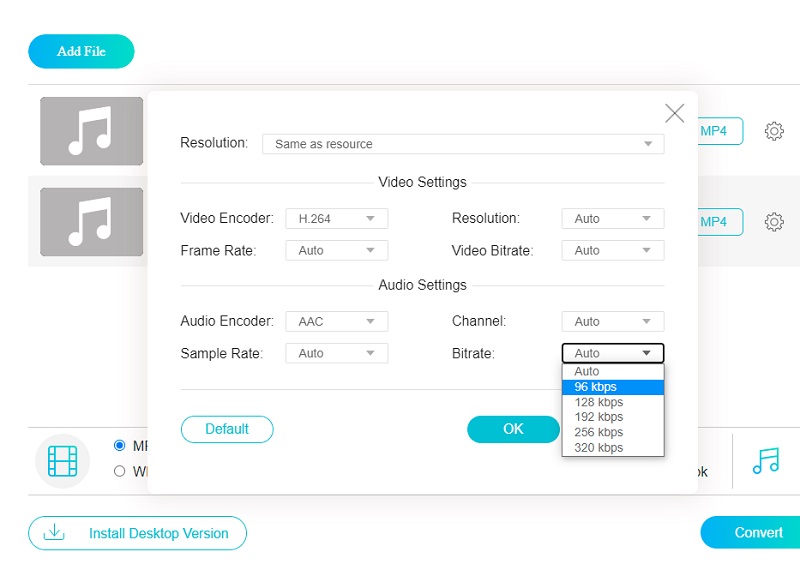 Comprimați Audio Vidmore Free Converter