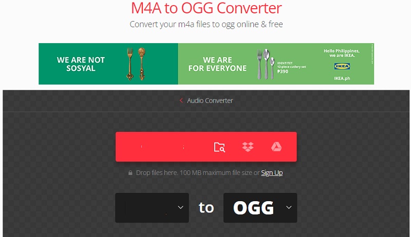 تحويل M4A إلى OGG Convertio