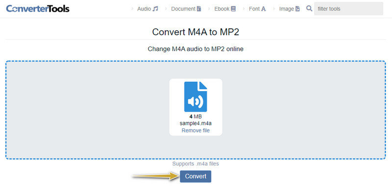 Convertertools конвертировать M4A в MP2