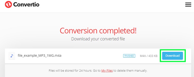 Convertio تنزيل ملف الإخراج