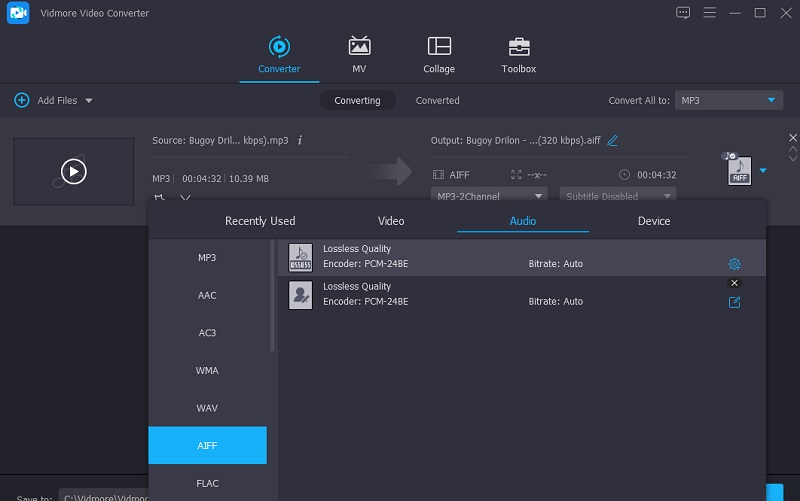 Ir a la configuración de audio Vidmore