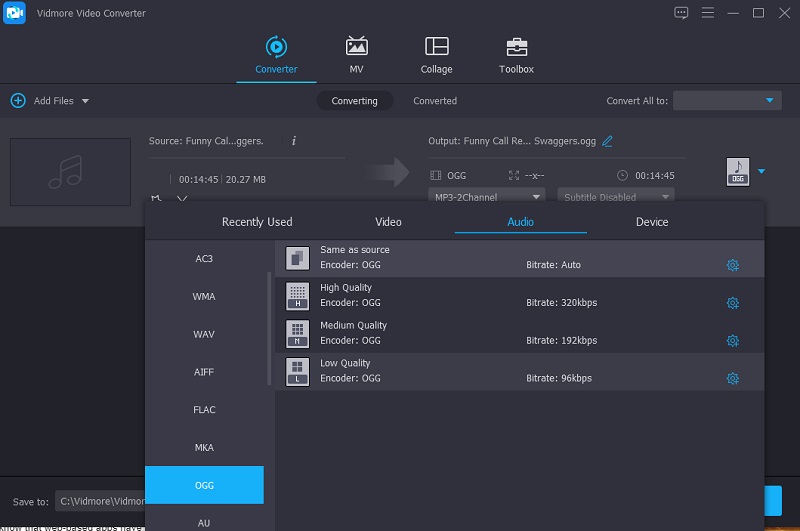 Ir a la configuración de audio Vidmore