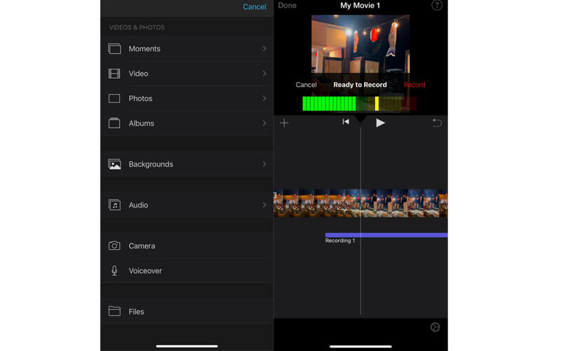 iMovie iPhone Voice-over invoegen