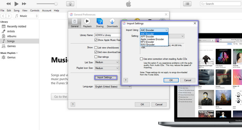 Setări iTunes Encoder