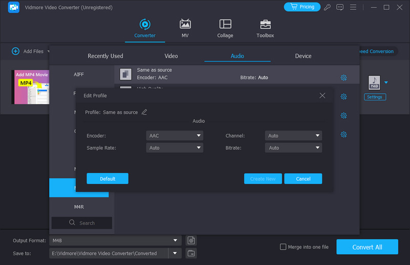 Modify Setting of M4B