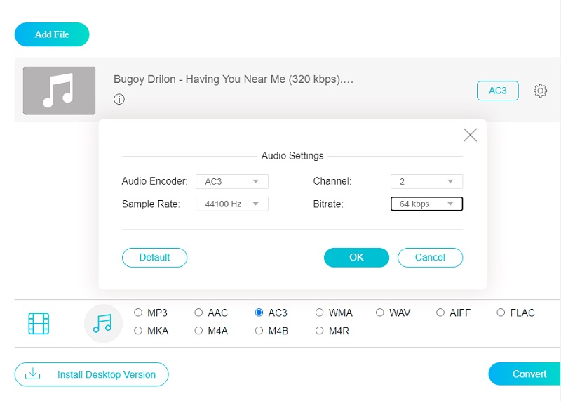 Navegar AC3 Bitrate Vidmore en línea