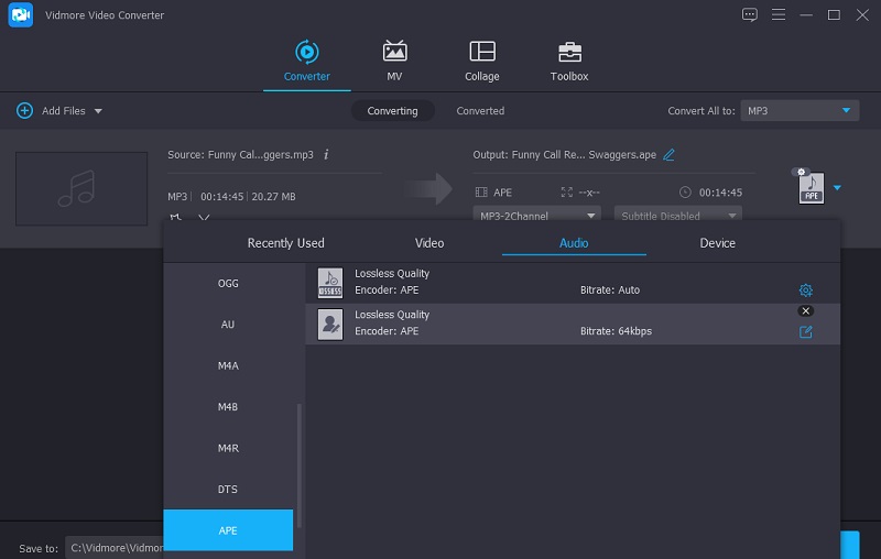 Navegar por la configuración de audio Vidmore