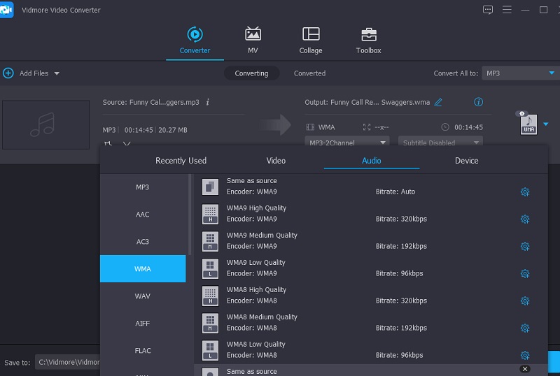 Navigate Bitrate Vidmore