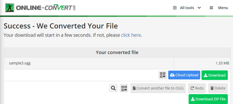 Online Convert.com Download konverteret fil