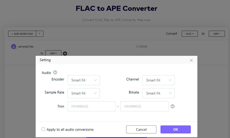 Configuración de modificación de Uniconverter en línea