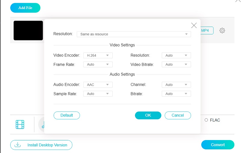 Procedi Impostazioni audio Vidmore Online