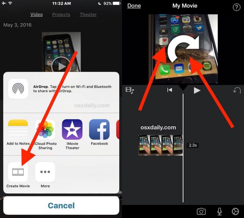 iMovie Kullanarak Videoyu Döndür