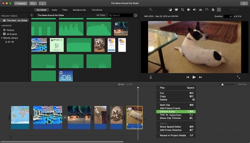 Sincronizar áudio e vídeo iMovie Mac