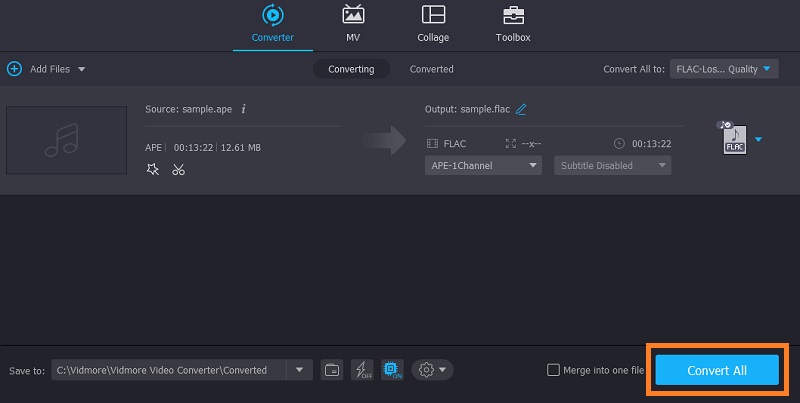 Vidmore Converter APE em FLAC