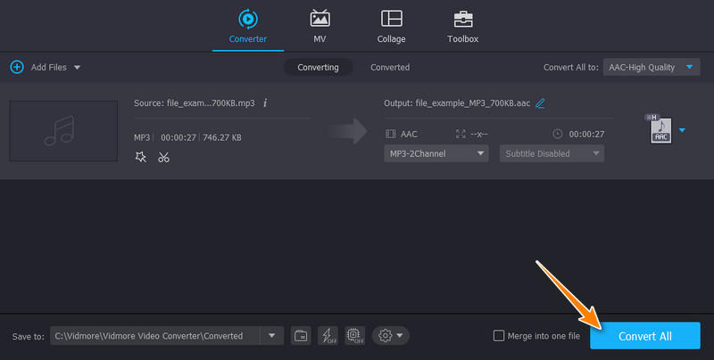 Vidmore Konvertera MP3 till AAC