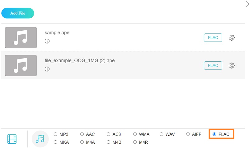 Vidmore Bebas Pilih Format Audio