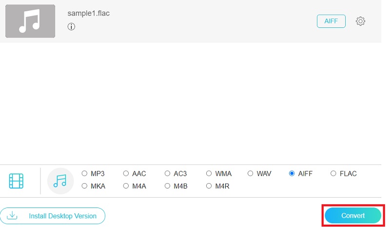 Vidmore Gratis Konversi FLAC Ke AIFF