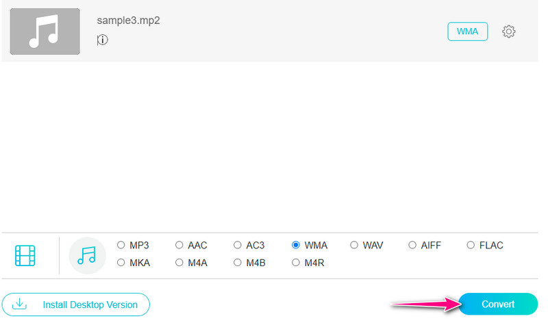 Vidmore ฟรี แปลง MP2 เป็น WMA