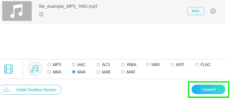 Vidmore Gratis Konverter MP3 til M4A
