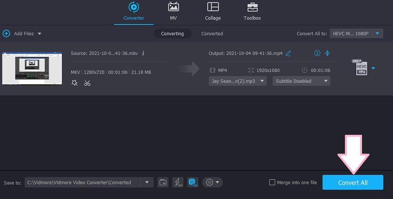 Vidmore Salva l'output finale