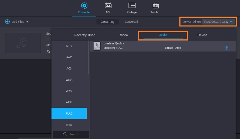 Format Audio Pilih Vidmore