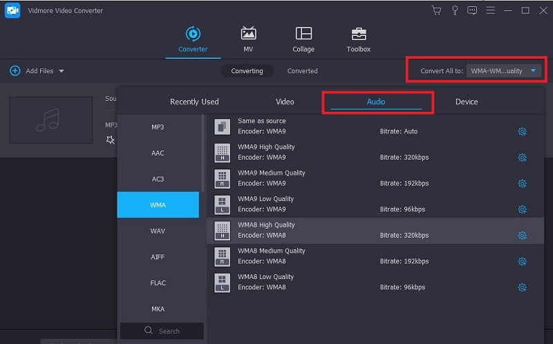 Vidmore Select Output Formats