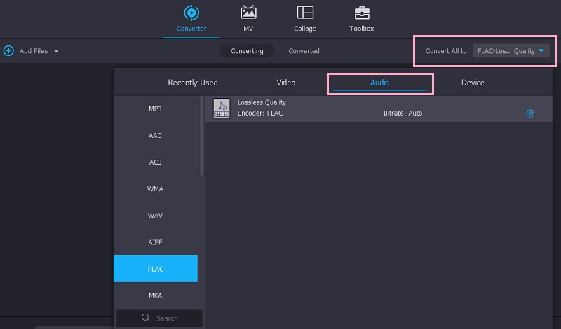Vidmore Selecting Output Format