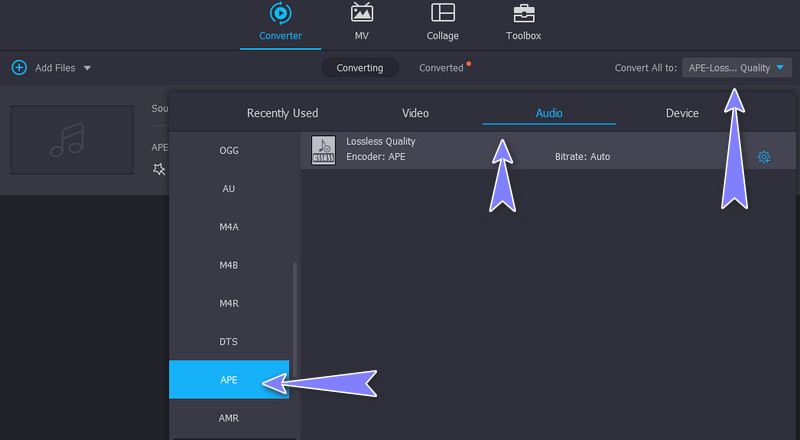 Vidmore Memilih Format Output