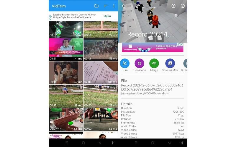 Giao diện di động VidTrim