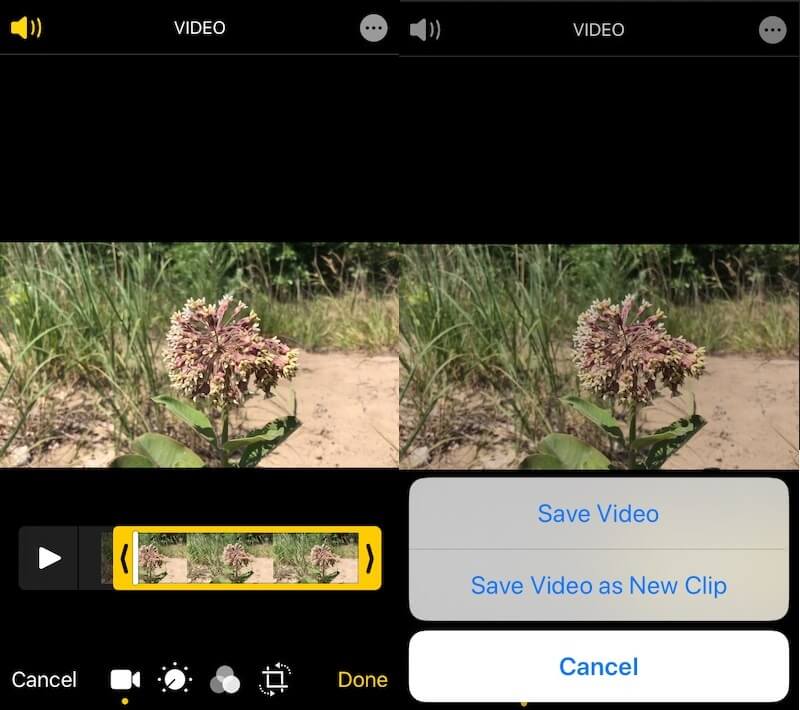 Kivágott részek Videó iMovie iPhone