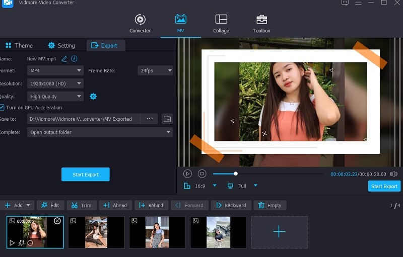 Ekspor Foto Dengan Audio Vidmore