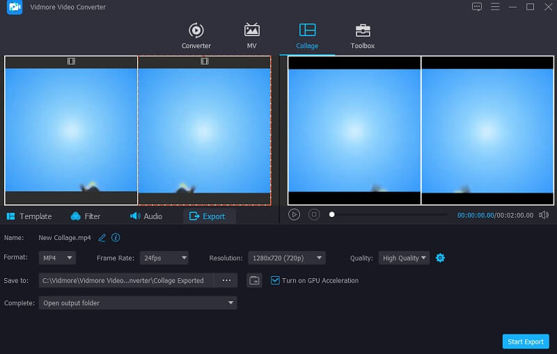 Export Side By Side Video Vidmore