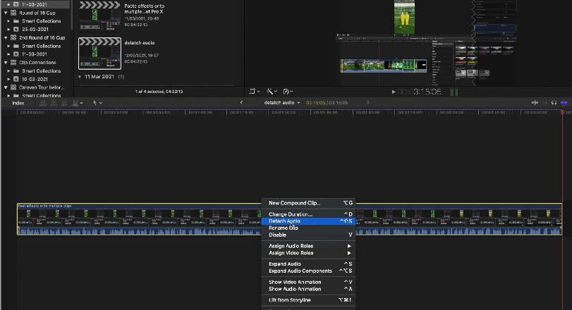 Odłącz dźwięk Final Cut Pro