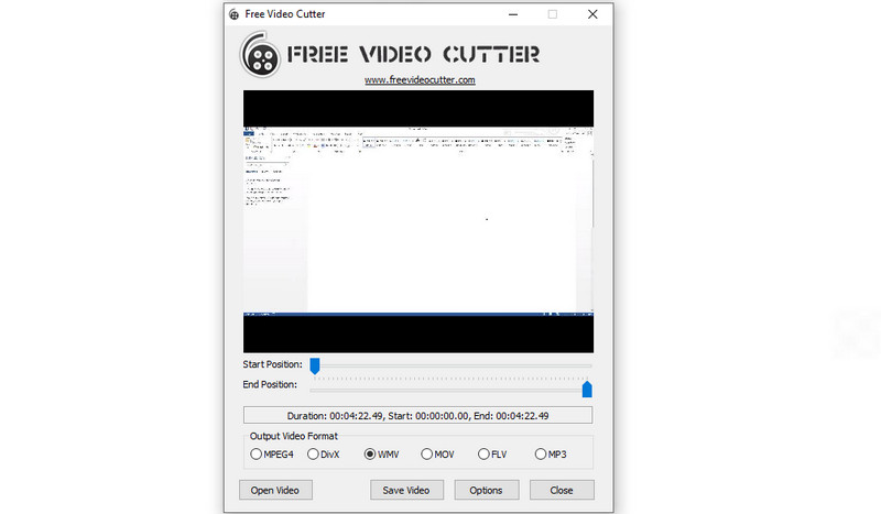 Gratis Video Cutter Interface