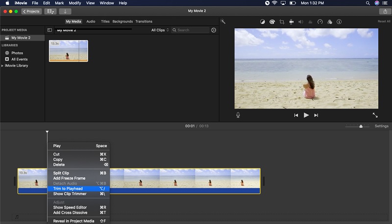 iMovie Вырезать WMV