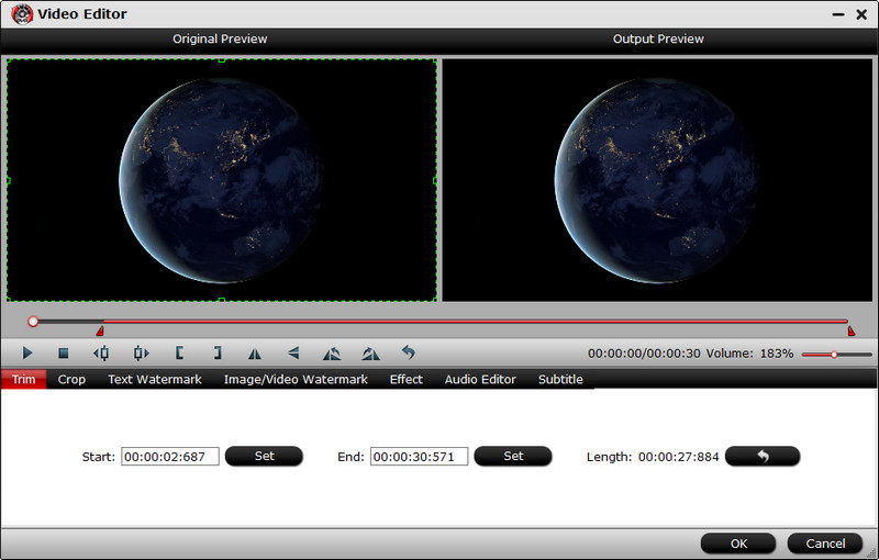 Interface do editor de vídeo PavTube