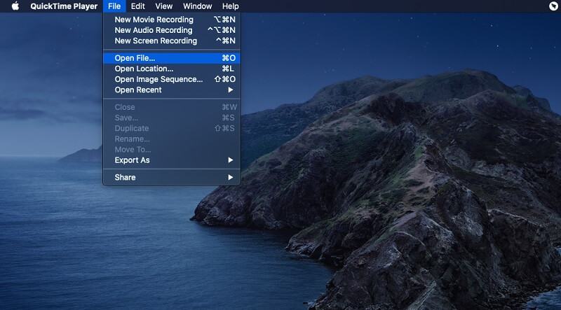 Mở tệp QuickTime Player