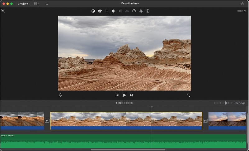 Skróć wideo iMovie Mac