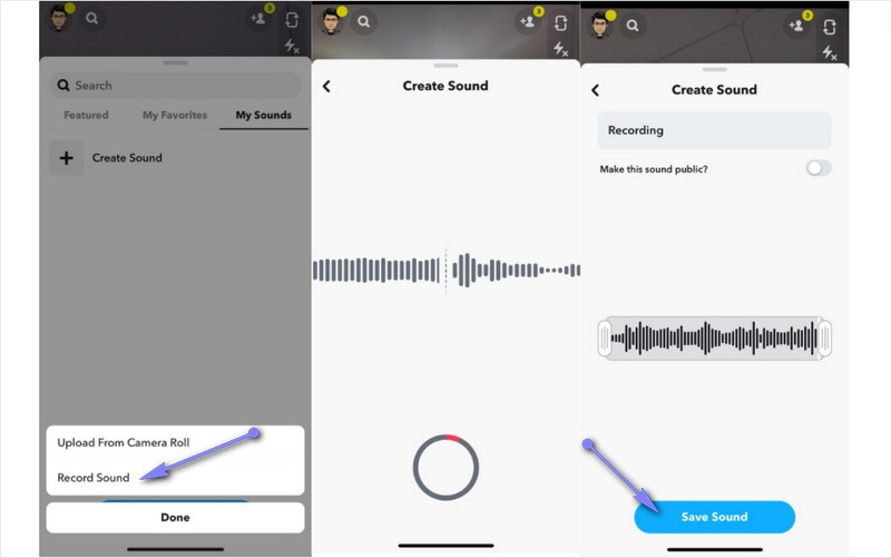 Snapchat-app Lägg till inspelning