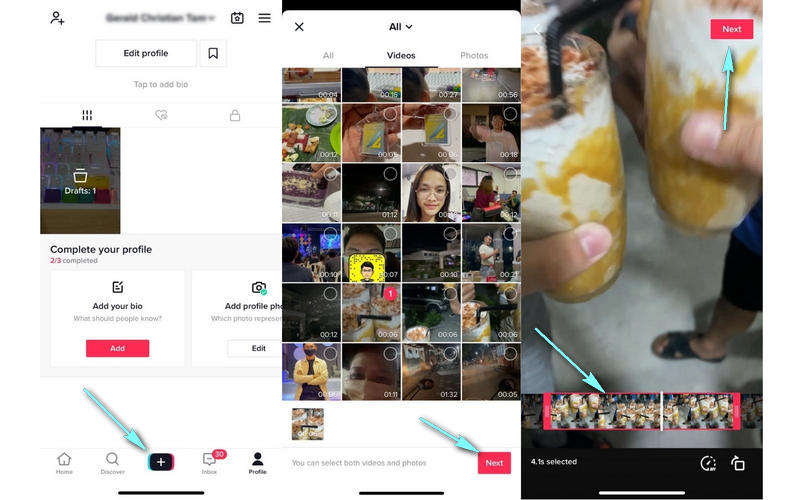 TikTok ตัดวิดีโอจากโทรศัพท์