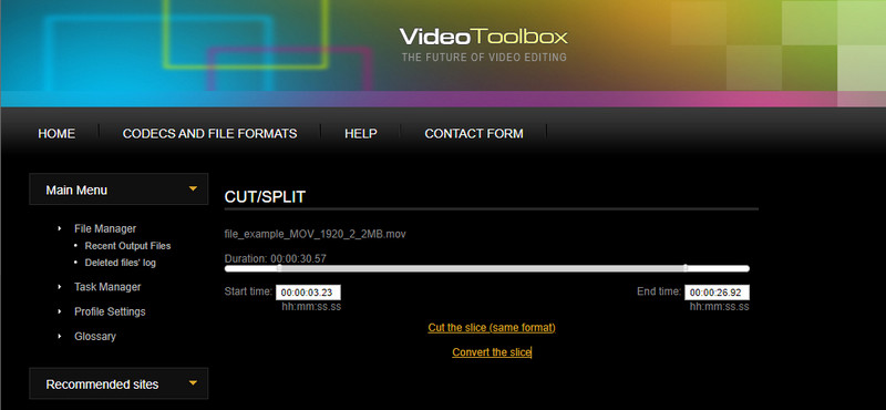 Video Toolbox Taglia MOV