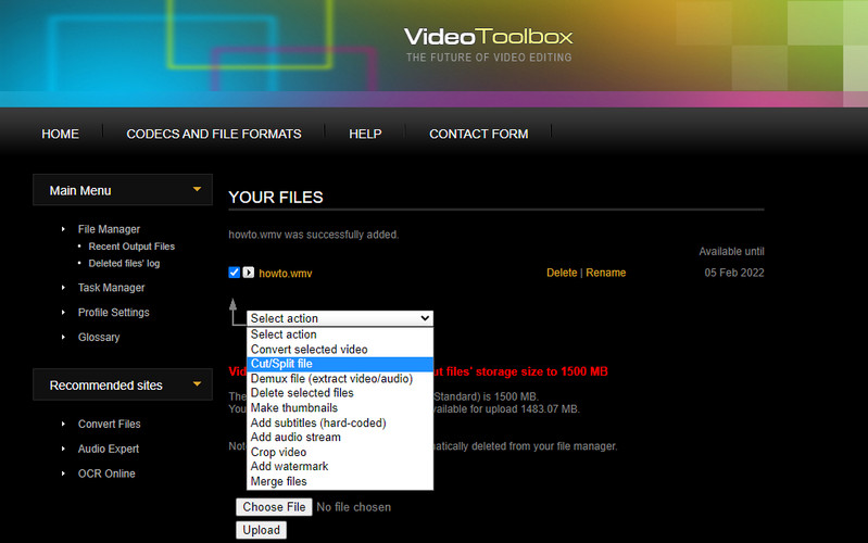 Caja de herramientas de vídeo Cortar WMV