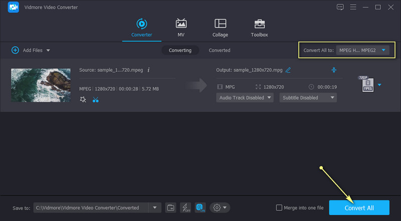 Vidmore บันทึกการตัด MPEG